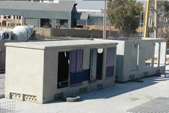 Concrete cabins on the road